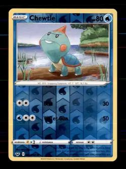 Chewtle 060/202 Common Sword & Shield Pokemon Reverse Holo Near Mint - Image 1