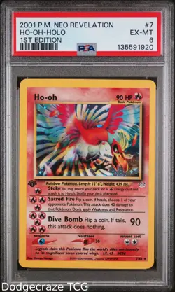 2001 Pokemon Neo Revelation Ho-Oh Holo 1st Edition 7/64 PSA 6 - Image 1