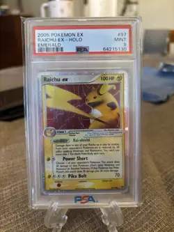 2005 Pokemon EX Emerald Raichu Holo Rare TCG Mint Card PSA 9 - Image 1