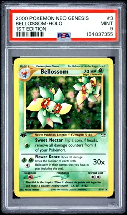 2000 POKEMON NEO GENESIS 1ST EDITION #3 BELLOSSOM-HOLO PSA 9 - Image 1