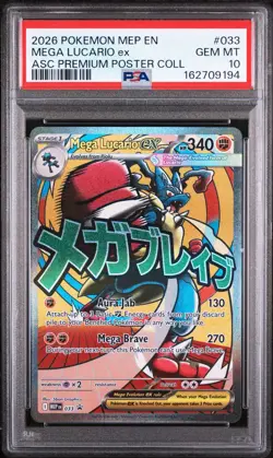 2026 POKEMON MEP EN PROMO ASCENDED POSTER COLLECTION 33 MEGA LUCARIO EX PSA 10 - Image 1