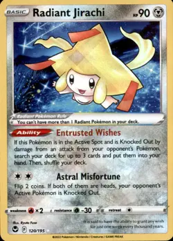 Radiant Jirachi 120/195 Radiant Rare Silver Tempest Pokemon Holo Near Mint - Image 1
