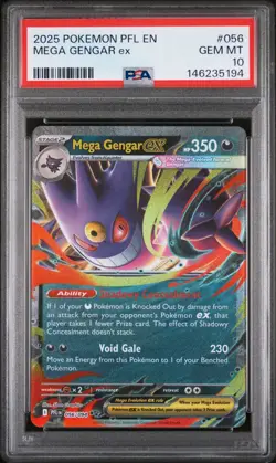 2025 POKEMON PFL EN-PHANTASMAL FLAMES #056 MEGA GENGAR EX PSA 10 - Image 1