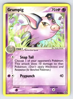 Grumpig 30/106 2005 EX Emerald Pokemon Card TCG Nintendo Non Holo - VLP - Image 1