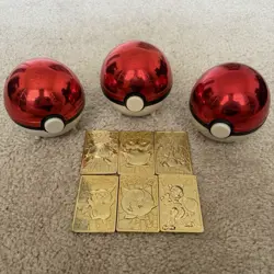 Pokemon Special Edition 1999 23K Gold-Plated 6-Card Lot + COAs Pokeballs - Image 1