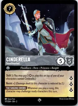 Cinderella - Stouthearted 177/204 Super Rare Rise of the Floodborn Lorcana NM - Image 1