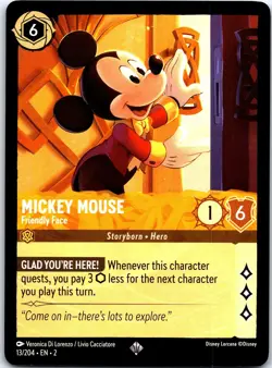 Mickey Mouse - Friendly Face 13/204 Super Rare Rise of the Floodborn Lorcana NM - Image 1