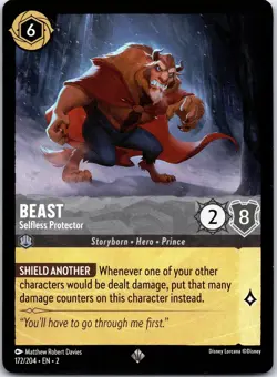 Beast - Selfless Protector 172/204 Super Rare Rise of the Floodborn Lorcana NM - Image 1