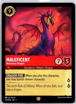 Maleficent - Monstrous Dragon 113/204 Legendary The First Chapter Lorcana NM - Image 1