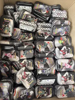 157x Empty Pokemon Tins Black And White Mini Tins JOB LOT - No Packs - Image 1