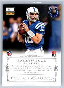 2013 Panini Elite #4 Andrew Luck / Cam Newton Passing the Torch Silver - Image 2