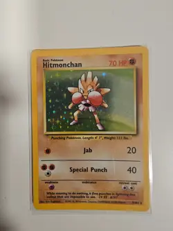 Pokemon TCG Hitmonchan Base Set 7/102 Holo Unlimited Holo Rare - Image 1