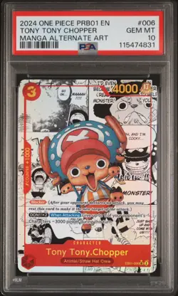 2024 One Piece PRB01 Tony Tony Chopper Manga Alt Art #006 PSA 10 GEM MINT - Image 1