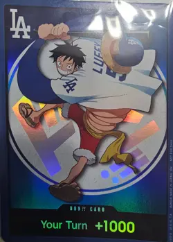 Bandai Namco One Piece DON!! Card Luffy Promo Foil Your Turn +1000 - Image 1