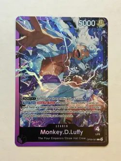 Bandai One Piece CCG Monkey D. Luffy OP09-061 Leader Alt Art Holo Purple EN - Image 1