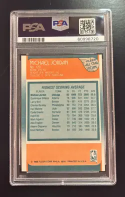 1988 Fleer All Star Team Michael Jordan #120 All Star Team PSA 6 - CLEAN SLAB 🐐 - Image 2