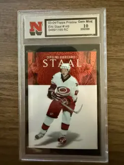 Topps 03-04 Pristine Eric Staal Rookie #149 Carolina Hurricanes GEM 10 489/1199 - Image 1