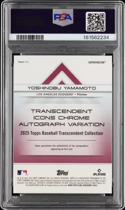YOSHINOBU YAMAMOTO PSA 10 2025 TOPPS TRANSCENDENT CHROME AUTO SUPERFRACTOR 1/1 - Image 2
