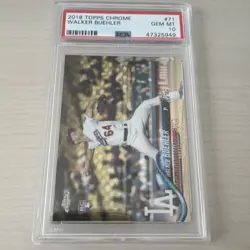 Topps 2018 Chrome Walker Buehler #71 Dodgers RC Base Set PSA 10 - Image 1