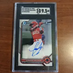 2022 Bowman Chrome Prospect Autographs Leonardo Balcazar Card SGC 9.5 AUTO 10 - Image 2