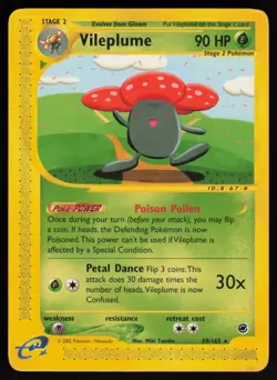 E-Reader Vileplume (69) 069/165 Expedition Pokemon TCG Card scratch middle front - Image 1