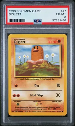 Pokemon PSA 61999 Diglett Base Set Shadowless Card - Image 1