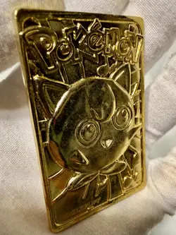 1999 Pokemon Gold Plated 23K JIGGLYPUFF Thick Heavy Trading Card Unique Collect - Image 1
