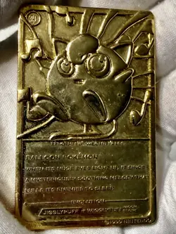 1999 Pokemon Gold Plated 23K JIGGLYPUFF Thick Heavy Trading Card Unique Collect - Image 4