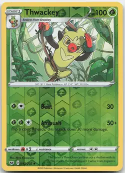 Thwackey (013) 013/202 Reverse Holo SWSH01: Sword & Shield Base Set Pokemon Card - Image 1