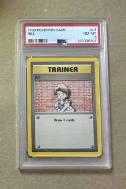 1999 Pokemon Base Set Bill Trainer Card #91 PSA 8 - Image 1