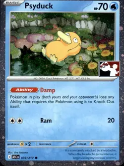 Psyduck (Cosmos Holo) 039/217 Common Prize Pack Series Cards Pokemon Near Mint - Image 1