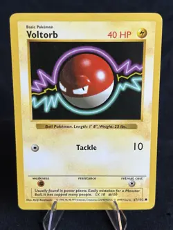 Voltorb 67/102 Base Set (Shadowless) Regular LP Pokemon Card WOTC 1999 - Image 1