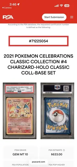 2021 POKEMON CELEBRATIONS CLASSIC COLLECTION #4 CHARIZARD-HOLO PSA 10 - Image 3