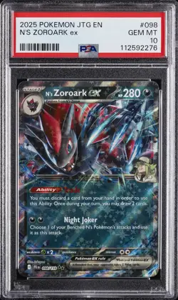 2025 POKEMON JTG EN-JOURNEY TOGETHER #098 N'S ZOROARK EX PSA 10 - Image 1