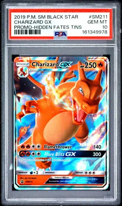 2019 POKEMON SM BLACK STAR PROMO HIDDEN FATES TINS #SM211 CHARIZARD GX PSA 10 - Image 1