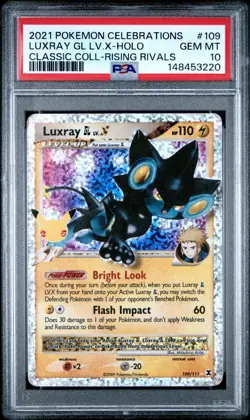 PSA 10 GEM MINT Luxray GL LV.X 109/111 Celebrations Classic Coll. Holo Pokemon - Image 1