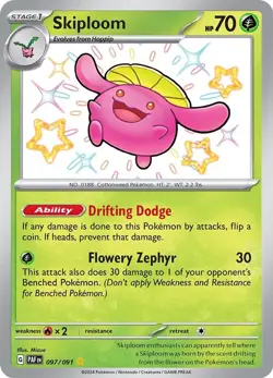 Skiploom 097/091 Shiny Rare Pokemon Scarlet & Violet Paldean Fates - Image 1