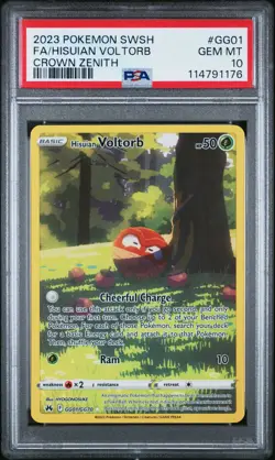 2023 POKEMON SWORD AND SHIELD CROWN ZENITH GG01 FULL ART/HISUIAN VOLTORB PSA 10 - Image 1