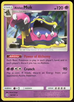 SM Base Set Alolan Muk 58/149 Holo Holo Rare Pokemon Holo LP - Image 1