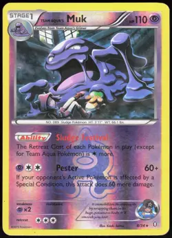 Double Crisis Team Aqua's Muk 8/34 Holo Rare Pokemon Reverse Holo LP - Image 1