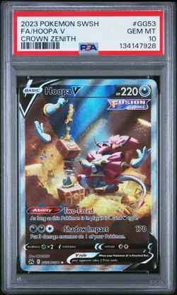 2023 POKEMON SWORD & SHIELD CROWN ZENITH #GG53 FULL ART/HOOPA V PSA 10 - Image 1