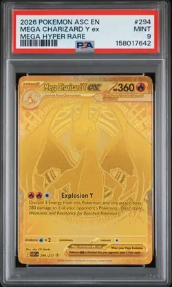 Mega Charizard Y ex 294/217 Gold - Pokemon Ascended Heroes PSA 9 Mint - Image 1