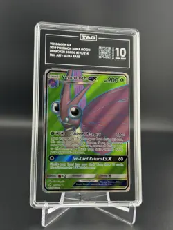Venomoth GX Full Art Holo 193/214 2019 Pokemon SM Unbroken Bonds GEM TAG 10 - Image 1