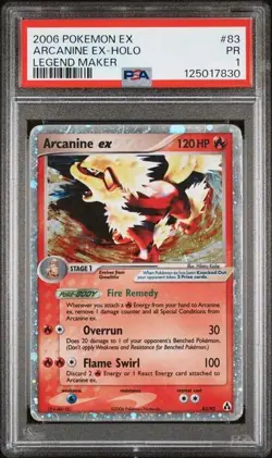 Arcanine ex 83/92 Holo Rare - Pokemon EX Legend Maker PSA 1 PR - Image 1
