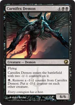 MTG Carnifex Demon - Foil, Scars of Mirrodin, Heavily Played, English - Image 1