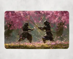 Tribal Samurai Themed Playmat - Kawaii Anime Style Gaming Mat for MTG/TCG - Image 1