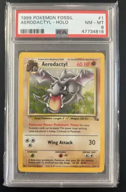 Aerodactyl 1/62 Fossil Holo Rare 1999 Pokemon TCG English PSA 8 - Image 1