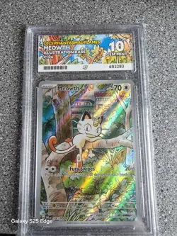 ACE Graded Pokemon TCG Meowth 106/094 Phantasmal Flames Illustration Rare Foil - Image 1