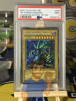 Tri-Horned Dragon LOB-000 Secret Rare 1st Edition PSA 9 Near Mint Yugioh - Image 1