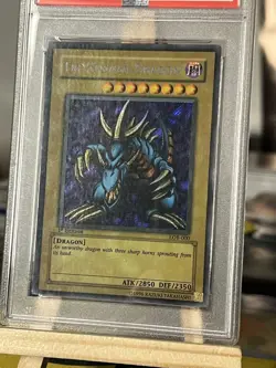 Tri-Horned Dragon LOB-000 Secret Rare 1st Edition PSA 9 Near Mint Yugioh - Image 4